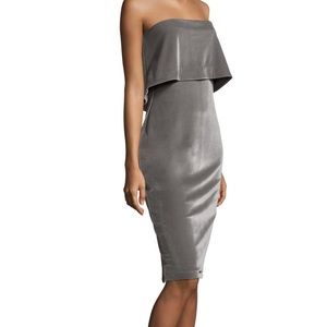 Likely Driggs Silver Velvet strapless dress